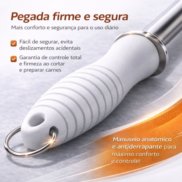 Kit Churrasco Profissional 3 Peças Faca Garfo Chaira Aço Inox