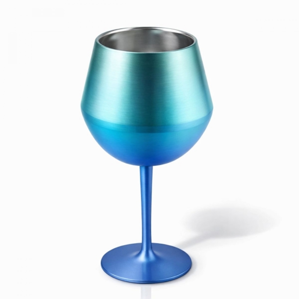 Copo Térmico 2 em 1 Aço Inox 400ml Taça Bebida Fria Quente - Azul Cromado
