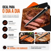 Kit Faca Serrilhada 24cm Inox Profissional Com Afiador 3 Estagios