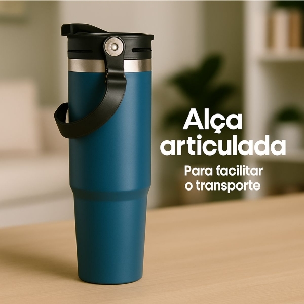 Garrafa Caneca Térmica  900ml - Azul