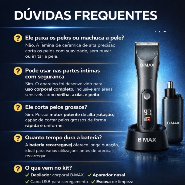 Kit Depilador Corporal Masculino Cerâmica 5W Aparador Nasal