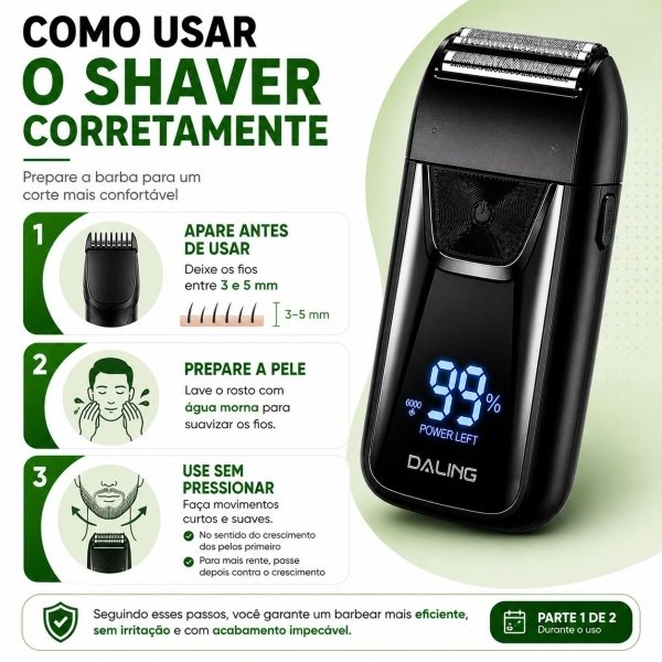 Barbeador Shaver Bivolt 5w Display Led Aparador Pelo Nariz