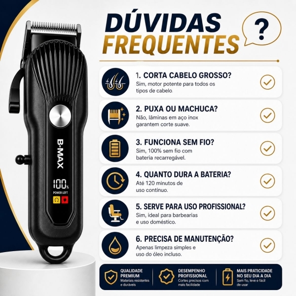 Máquina de Cortar Cabelo Profissional Display Digital 5w