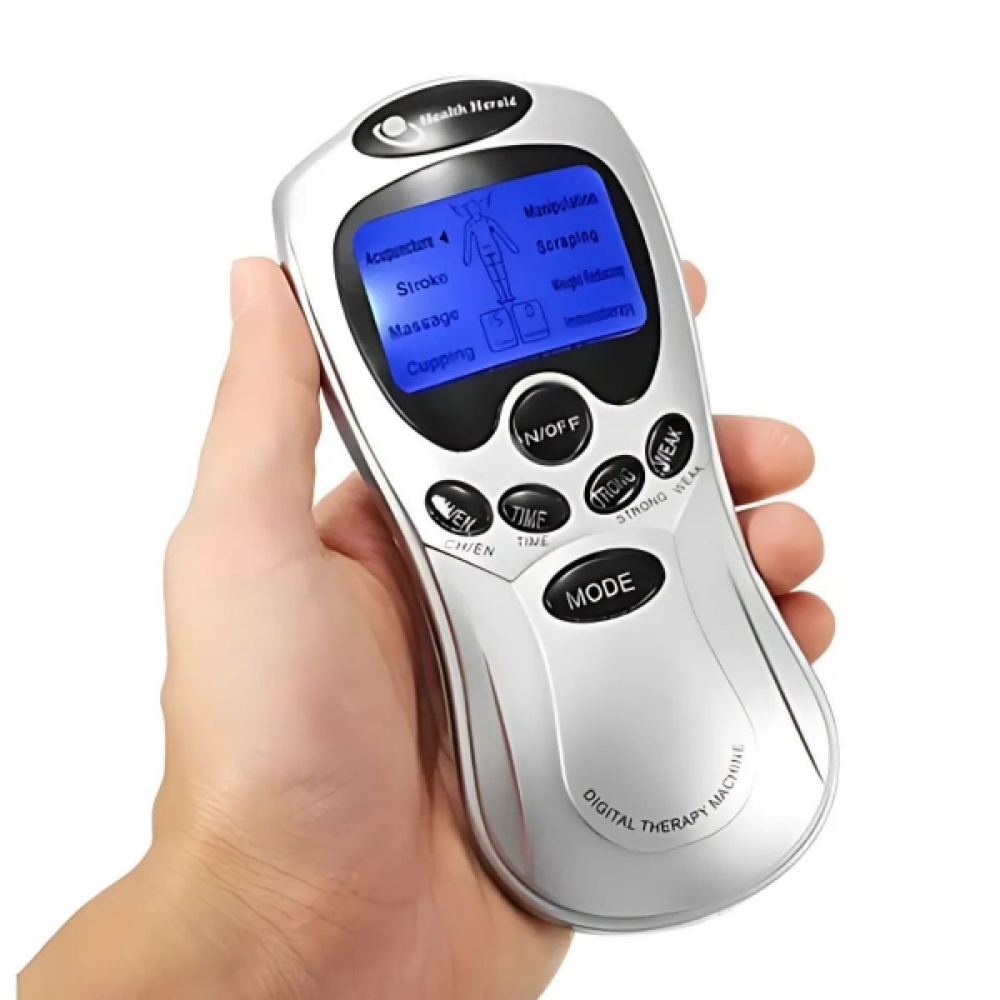 Massageador Digital Aparelho Fisioterapia Eletrochoque Cinza