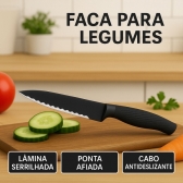 Kit Facas Profissional Inox com Afiador Tesoura Descascador