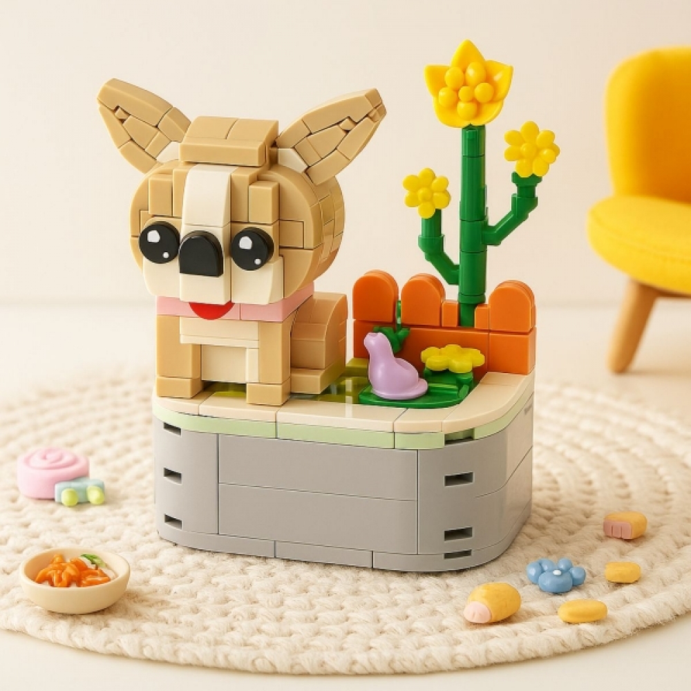 Brinquedo & Decoração de cachorro em blocos criativo - chihuahua