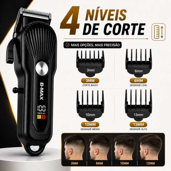 Máquina de Cortar Cabelo Profissional Display Digital 5w