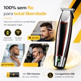 Máquina Cortar Cabelo Sem Fio Acabamento Profissional USB